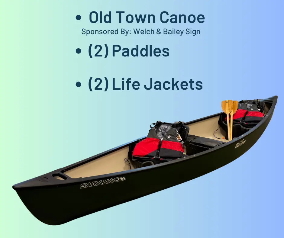 Prize Image for Old Town Canoe, (2) canoe Paddles, (2) Life Jackets